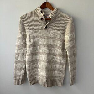 Cat & Jack, boys pull-over sweater, beige, L, long-sleeve, striped